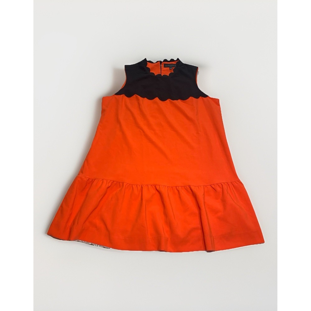 Victoria Beckham For Target Women 2X Orange Black Sleeveless Dress Scallop Smock
